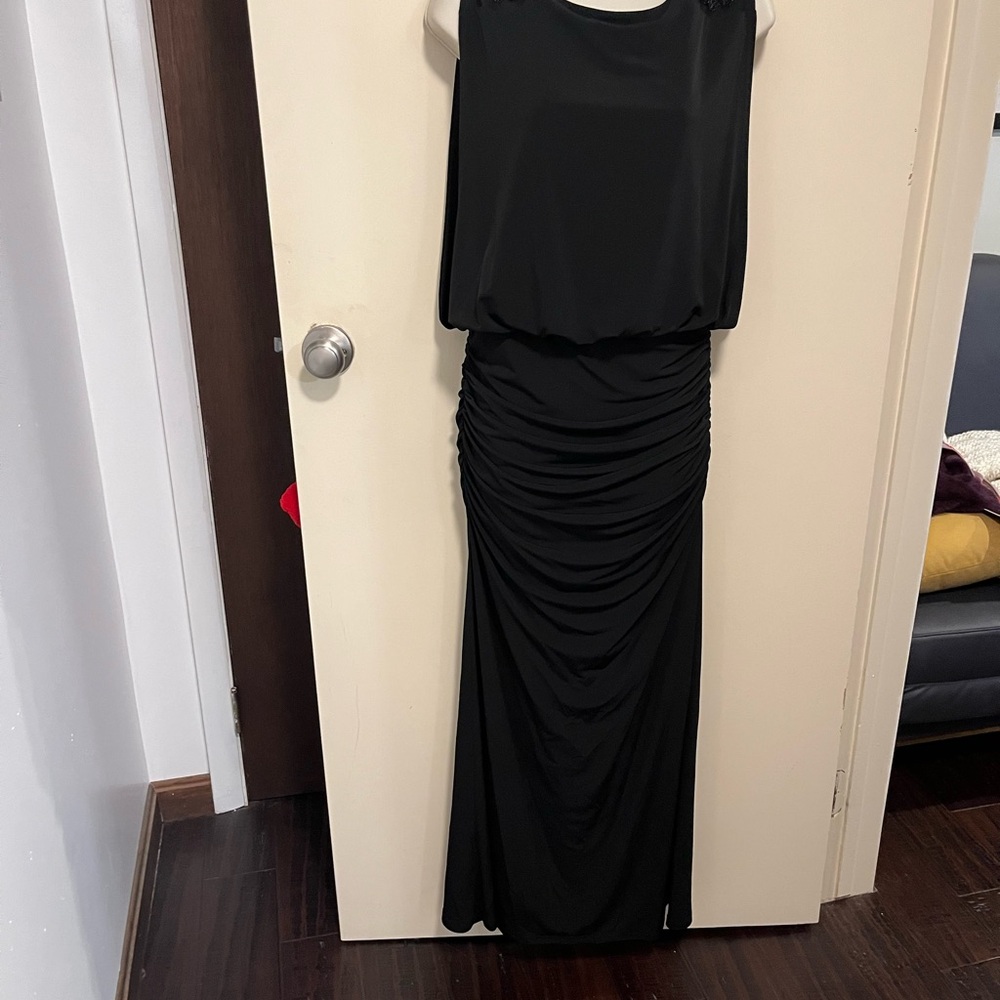 Laundry By Shelli Segal Black Sleeveless Ruched Maxi Dress